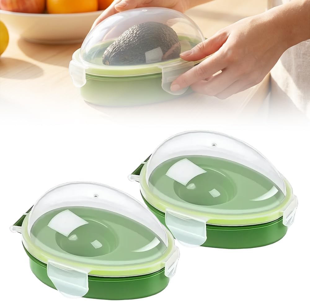 Avocados Saver Keeper Container for Fridge, Reusable Avocado Holder to Keep Avocados Fresh, Free Fruit Storage Containers for Fridge with Snap-On Lid, Dishwasher Safe Kitchen Gadget (1)