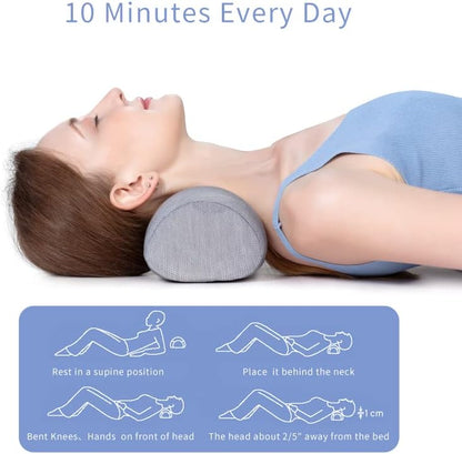 Bespilow Small Neck Roll Pillow for Sleeping, Neck Pillows for Pain Relief | Travel Cervical Support Pillow for Bed Sleep, Round Contour Memory Foam Bolster for Back Sleepers, Breathable Cover, Odorless