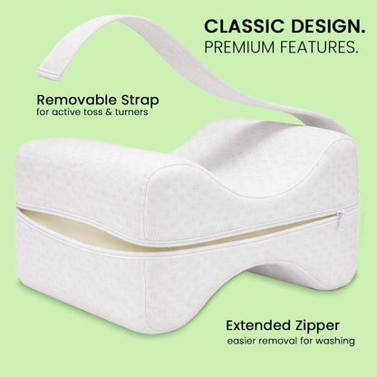 Contour Original Hourglass Knee Pillow for Side Sleepers with Adjustable Strap - Memory Foam Leg Support Cushion Between Knees for Hip & Spine Alignment - Ergonomic Leg Pillow for Side Sleeping