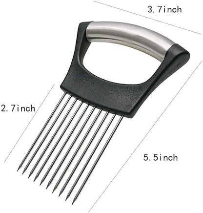 Onion Holder Slicer with Stainless Steel Blades, Vegetable Chopper for Tomato, Potato, Avocado, Lemon, Food Cutting Assistant Tool