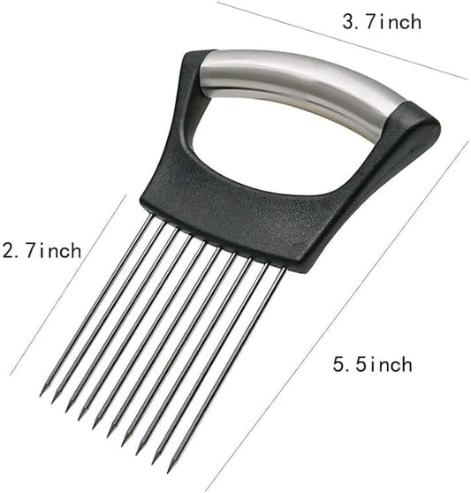 Onion Holder Slicer with Stainless Steel Blades, Vegetable Chopper for Tomato, Potato, Avocado, Lemon, Food Cutting Assistant Tool