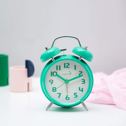 FLOITTUY Loud Alarm for Deep Sleepers 4'' Twin Bell Alarm Clock with Backlight for Bedroom and Home Decoration(Green)