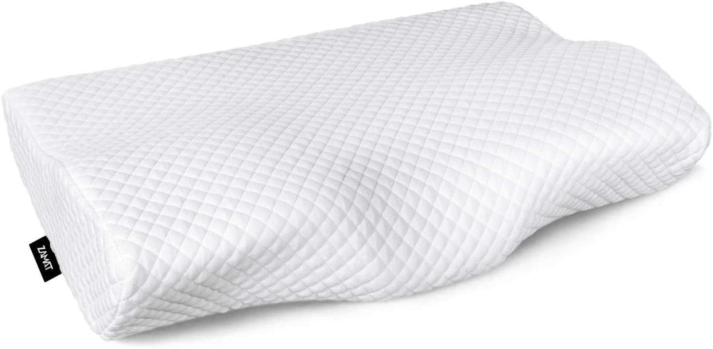 Memory Foam Pillow for Neck Pain Relief, Adjustable Orthopedic Ergonomic Cervical Pillow for Sleeping with Washable Cover, Bed Pillows for Side, Back, Stomach Sleepers