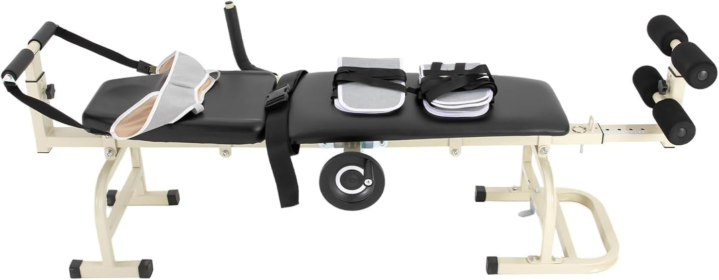 Home Lumbar Traction Bed, Full Body Traction & Stretch Decompression Bench/Table Machine for Back Spinal Decompression, Portable Spine Stretcher Bed for Improve Memory, Relieve Body Aches and Pains