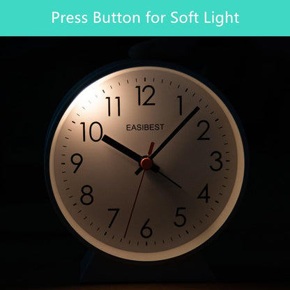 No Ticking Silent Alarm Clock,Easy to Read and Use,Ascending Sound,1 AA Battery Operated,Snooze Light,Bedside Desk Clock,Black