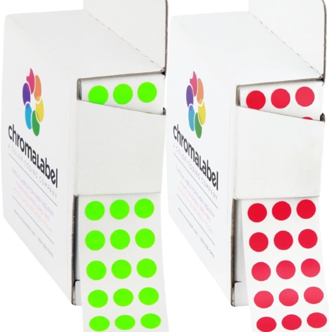 Dark Blue, Red & Yellow Dots, 1/4 Inch, 1000/Box Each Color | Writable Semi-Gloss Circle Labels in Dark Blue, Red and Yellow for Offices, Retail and Classrooms. Made in USA - Colors B