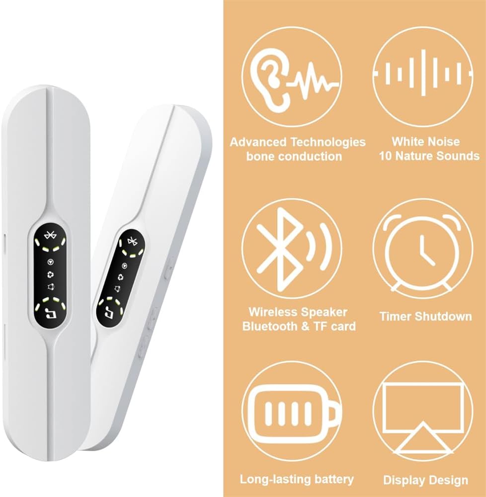Under Pillow Speakers for Sleeping Bluetooth, Bone Conduction Technology, 3D White Noise Generator, Volume Control & Sleep Timer, Side Sleeper Friendly