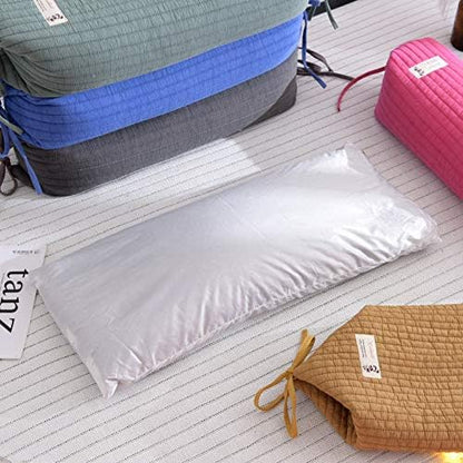 Buckwheat Pillow for Sleeping 14''x21'' Neck Roll Pillow Provide Firm Support, Adjustable Loft Bolster Pillow Relieves Neck and Shoulder Pain (Light Grey)