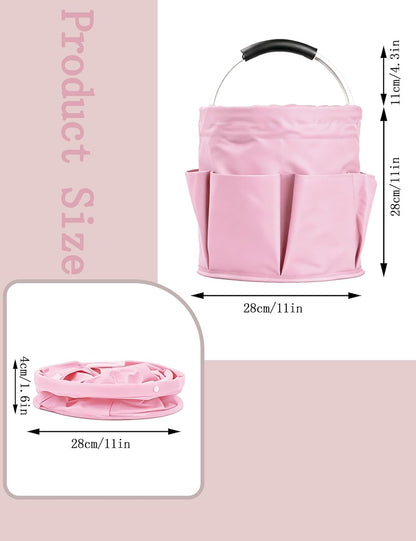 Cleaning Caddy with Handle, for Cleaning Supplies Organizer Bucket | Foldable Storage Tote with 6 Pockets,17L Large Capacity Basket for Household Organizer,Laundry Room,Bathroom & Home