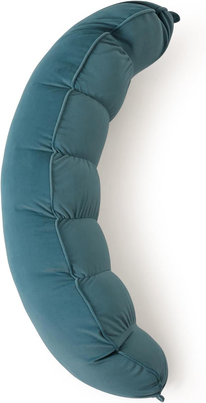 Peallow(Pat. Pend) – Long Round Body Pillow for Adults, Bolster Pillow for Sleeping, Soft and Supportive Pillow for Sleeping & Lumbar Support (Green-White, 29.5")