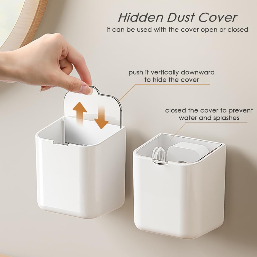 Toothbrush Holders for Bathroom - Detachable Divided Design, Drawer Drainage Tray, Adhesive Wall-Mounted/Countertop Dual-Use, Large Capacity Organizer for Bathroom/Kitchen/Office, Easy Install (Clear)