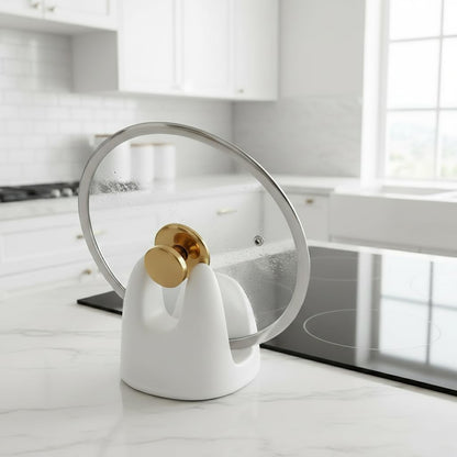 Nihow Ceramic Pot Lid Holder While Cooking for Kitchen Counter/Stove Top | Blue,Stable, Dishwasher Safe, Keep Counter Top Tidy and Clean,Water Proof,Saving Space,Heat Resistant
