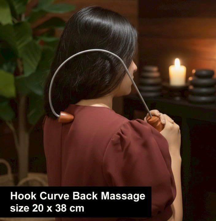 Traditional Thai Massage Reflexology Stick Tool for Back Massage (1 of Hook Curve Back)