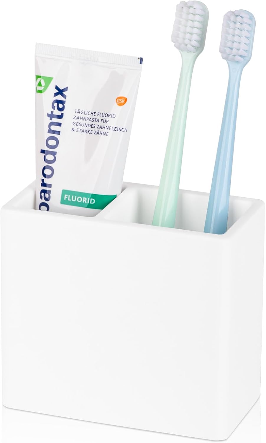 Diatomite Toothbrush Holder Toothpaste Organizer, Marble White | Quick Drying, Non-Slip, 2 Slots Kids Electric Tooth Brush Holder for Bathroom, for Countertop, Shower, Vanity