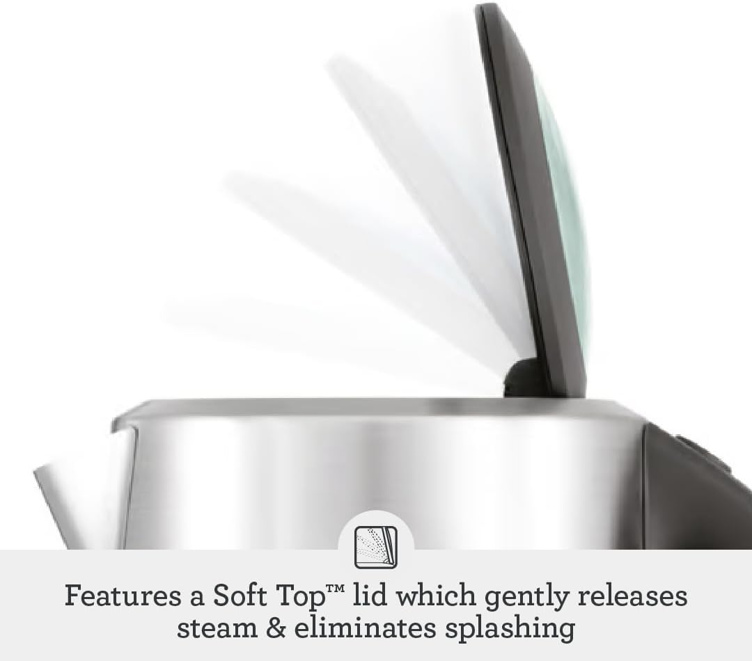 Breville BKE700BSS Soft Top Pure Hot Water Kettle, Brushed Stainless Steel | Quickly heat water for tea, coffee and instant meals with electric kettle featuring a soft-opening lid | 7 cup capacity