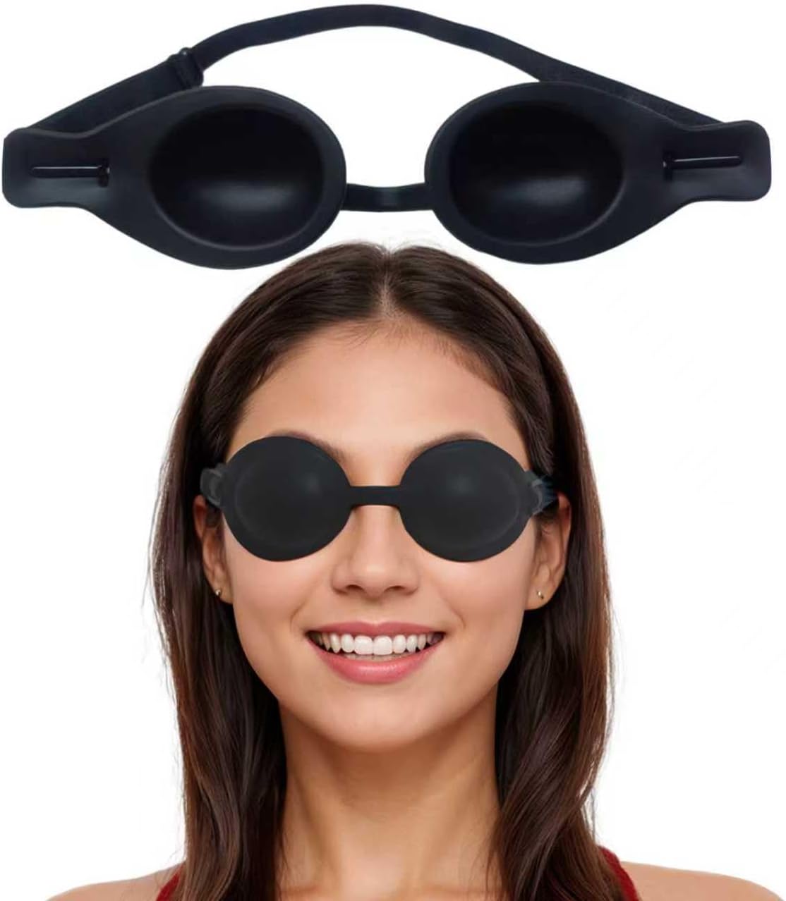 Moisture Chamber Glasses for Dry Eyes – Vowleike 3D Silicone Small Face Design Soft Sleep Goggles for CPAP Users with Adjustable Strap, Reusable Hydrating Sleep Eye Mask for Night (Semi-Matte Black)