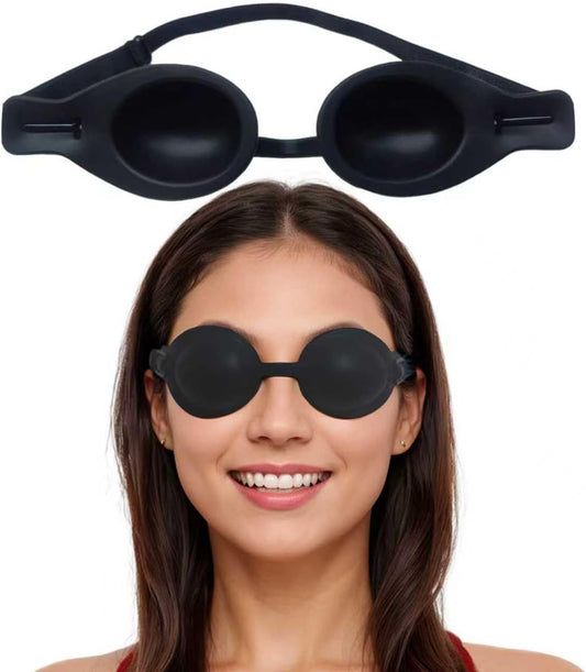 Moisture Chamber Glasses for Dry Eyes – Vowleike 3D Silicone Small Face Design Soft Sleep Goggles for CPAP Users with Adjustable Strap, Reusable Hydrating Sleep Eye Mask for Night (Semi-Matte Black)