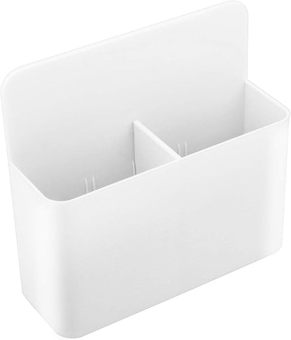 MoKo Magnetic Pen Holder, Pencil Accessories Whiteboard Organizer, White | Magnetic dry erase marker holder has two compartments and an ABS body for whiteboards, refrigerators and lockers.