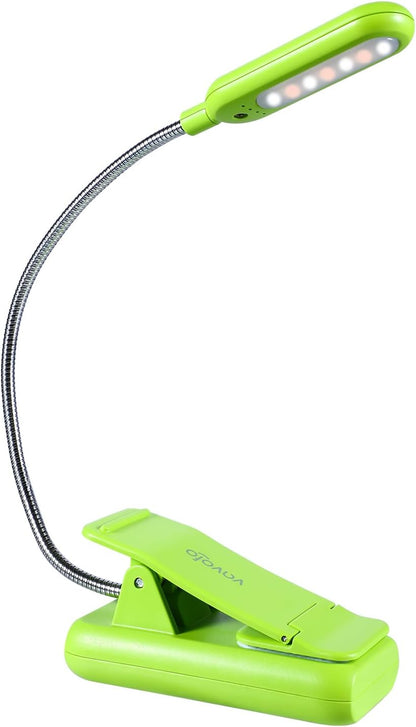 VAVOFO Rechargeable Book Light for Reading in Bed Kids, 7 LED Reading Light with 9-Level Warm Cool White Daylight, Eye Care Lamp with Power Indicator for Bookworms (Yellow)
