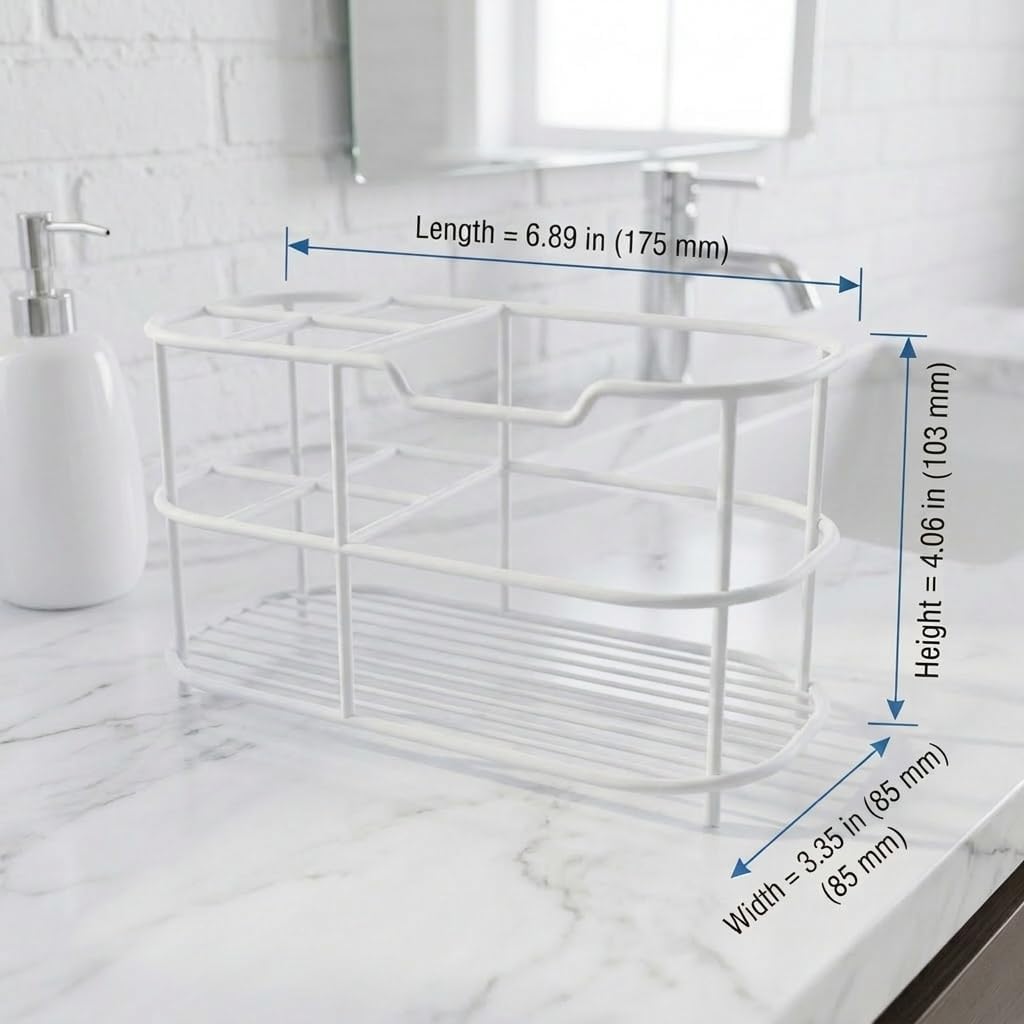 Bathway Toothbrush Holder for Bathroom, 6.9"L x 3.4"W x 4"H, Matte Black, L | Waterproof, Rust-Proof, More Durable, Multifunctional, Large-Capacity, Non-Slip, Anti-Tip, Self-Draining, Stylish Appearance