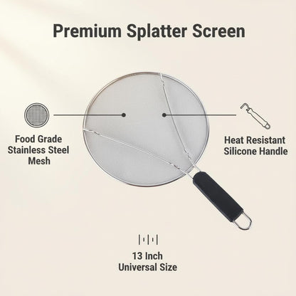 Stainless Steel Splatter Guard Set of 2, 13in & 9.84in for Frying Pan | Heavy Duty Grease Splatter Screen, Oil Splash Protection, Dishwasher Safe, Easy to Hang