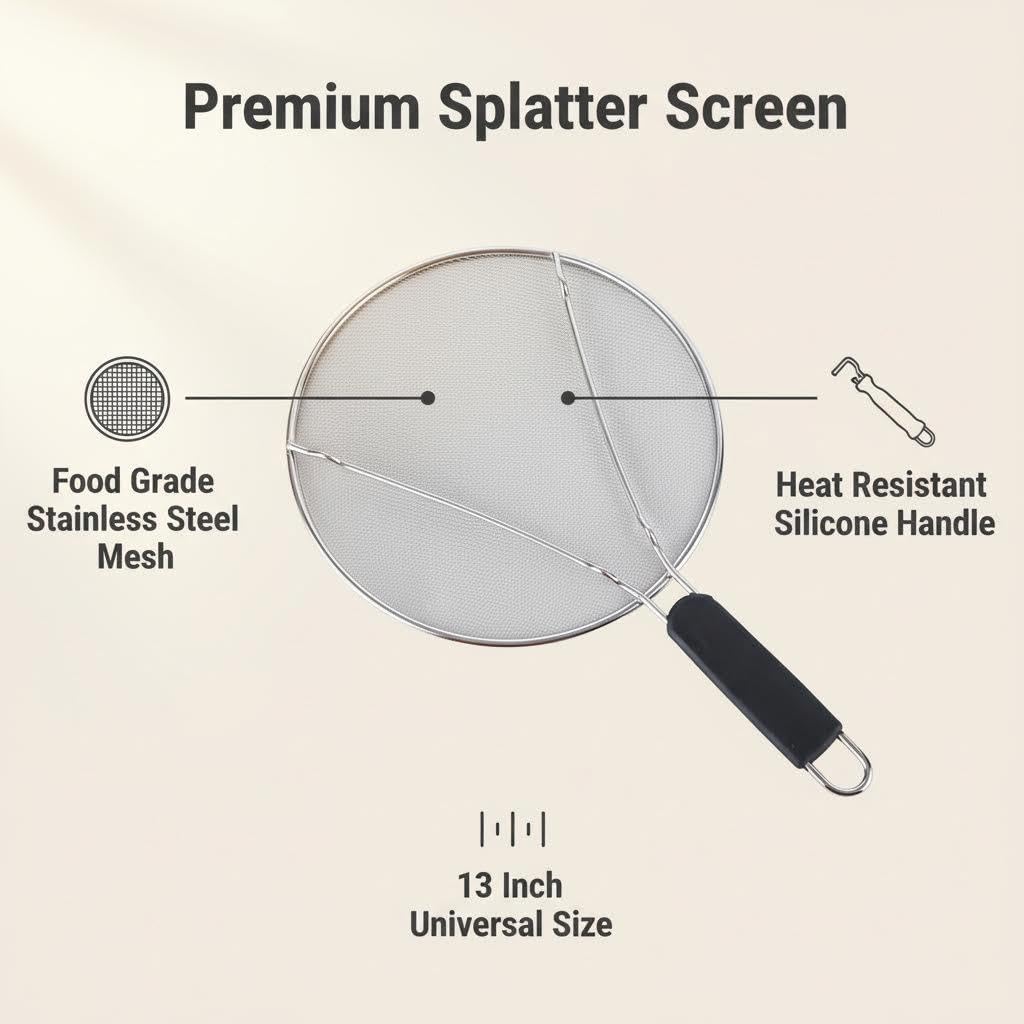 Stainless Steel Splatter Screen Set of 2, 13in & 9.84in for Frying Pan