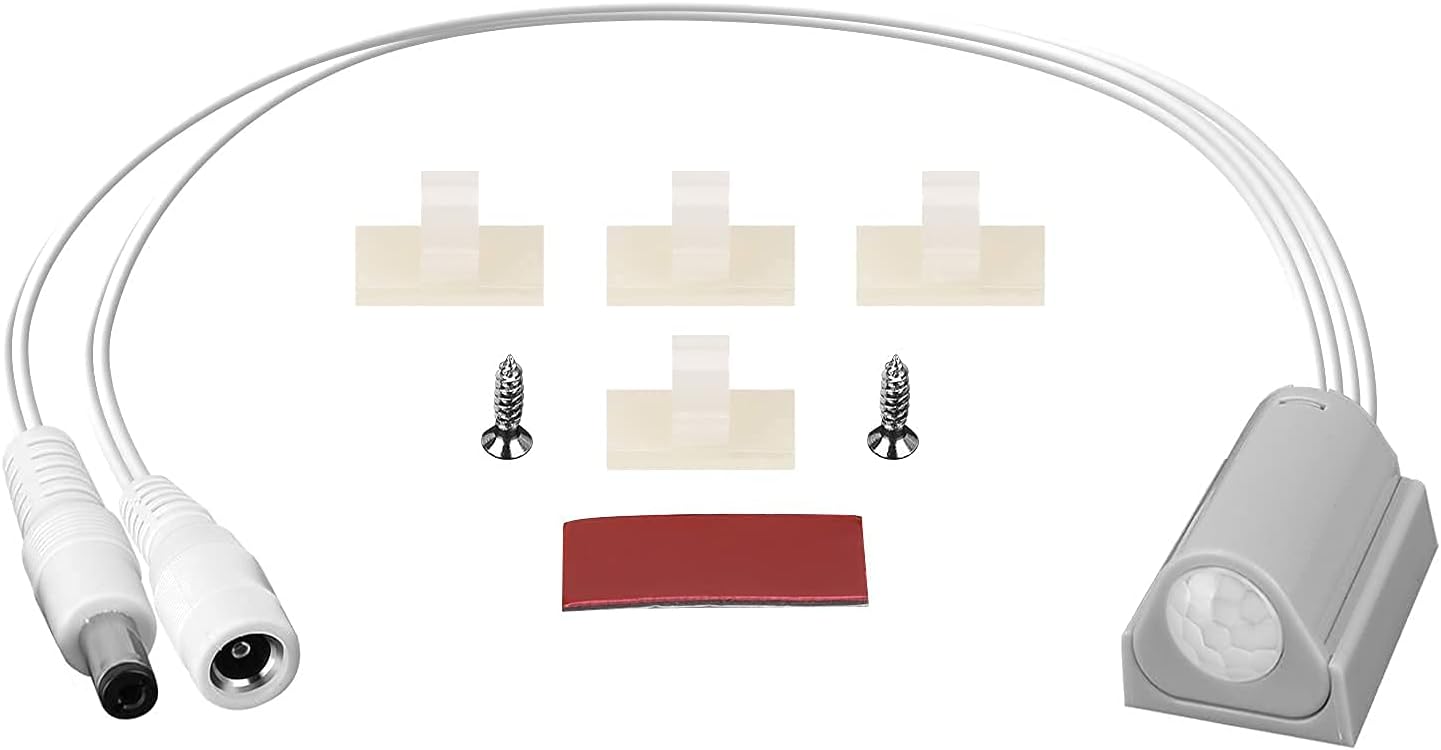 Motion Sensor LED Strip Lighting Kit. Plug in. Perfect to Work as Motion Activated Lighting for Under Cabinets Closets Wardrobe Hallway Stairs Beds Pantry Kitchen. 6-Rigid-Strip.Daylight White 5000K.