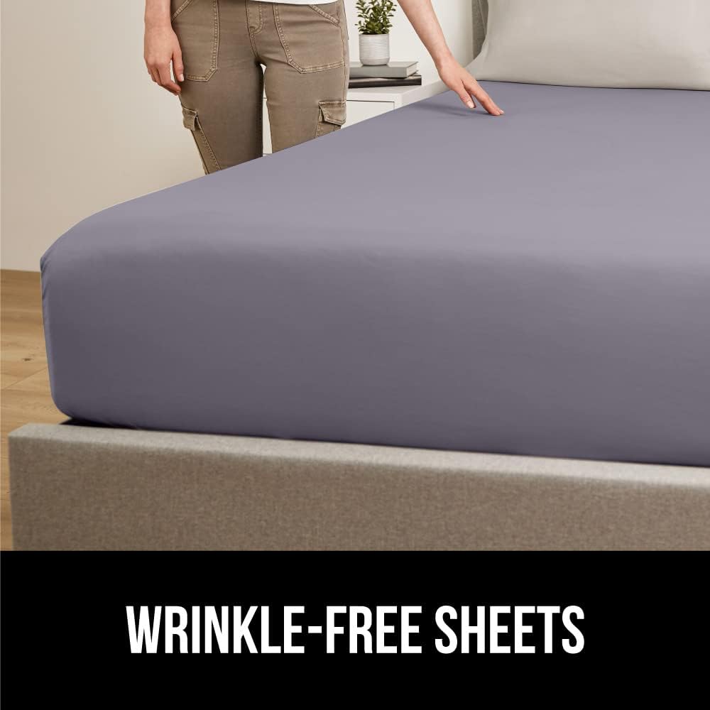 GORILLA GRIP Patented Bed Sheet Holders, Adjustable Elastic Fasteners with Metal Clips, Keep in Place Fitted Bedding Straps, Firm Tight Suspenders for Mattress, US Designed, 4 Pack Black