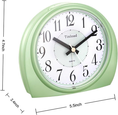 Tinload 5.5" Large Analog Alarm Clock Silent Non Ticking, Gentle Wake, Beep Sounds, Increasing Volume, Battery Operated Snooze and Manual Light, Easy Set