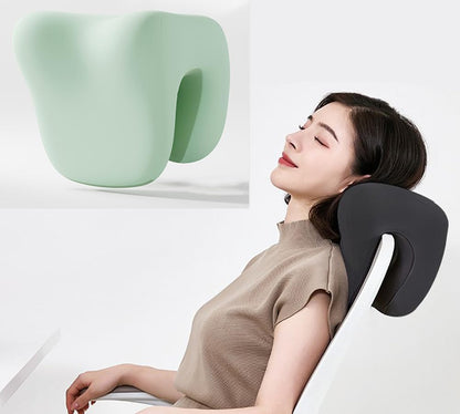 Ergonomic Headrest Recliner Neck Support Pillow,Memory Foam Office Chair Headrest Attachment Cushion for Napping,Cervical Support Pillow with Removable Cover (Beige)
