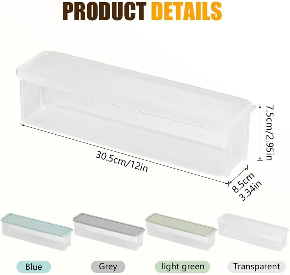 Storage & Crisper Boxes, 35oz Stackable Airtight Keeper for Refrigerator and Fridge, Food Storage Containers with Lids Keep Fresh for Spaghetti Salad Lettuce Herb Fruit Vegetable Cheese Bacon (Blue)