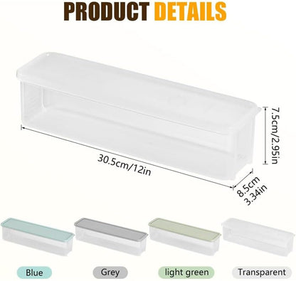 Storage & Crisper Boxes, 35oz Stackable Airtight Keeper for Refrigerator and Fridge, Food Storage Containers with Lids Keep Fresh for Spaghetti Salad Lettuce Herb Fruit Vegetable Cheese Bacon (Blue)