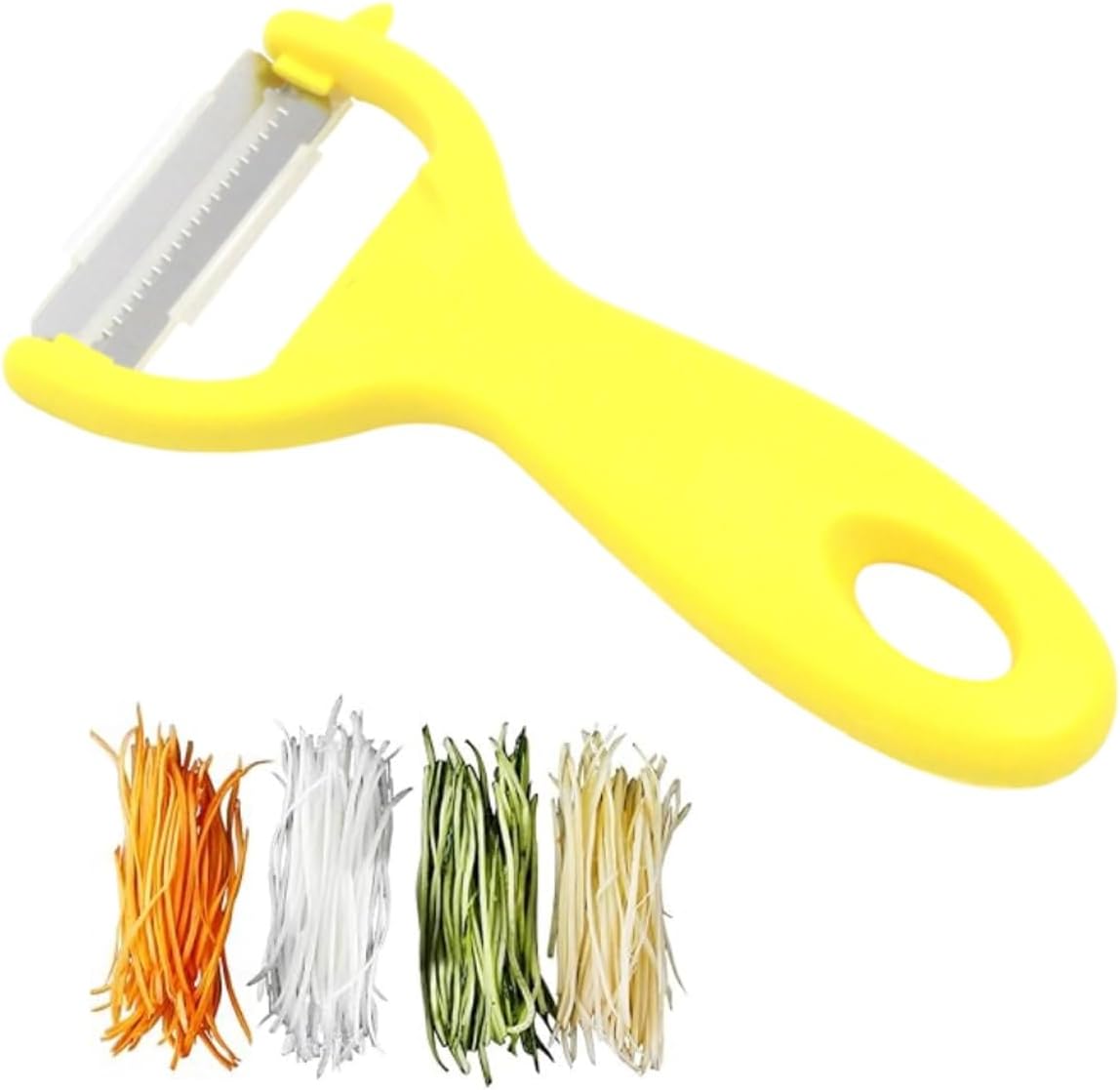 Rocky Mountain Goods Julienne Peeler Vegetable Slicer - Fine Grater for Salads and Stir Fry, Stainless Steel, Safety Cover, Dishwasher Safe - For Carrots, Zuchini Noodles, Cucumbers, Potatoes, Peppers