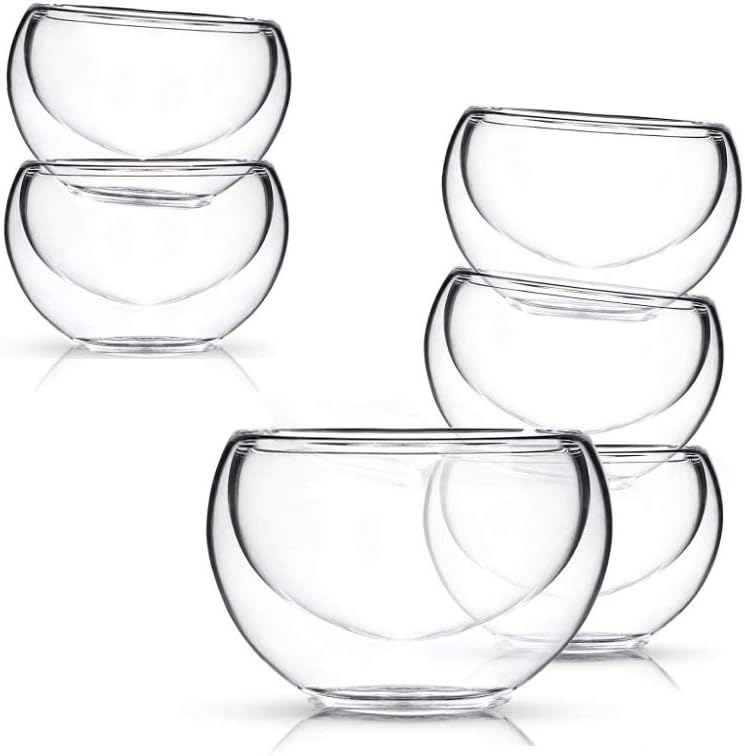 Glass Filtering Tea Maker Teapot with a Warmer and 6 Double-walled Tea Cups Set (Heating base, Standard)