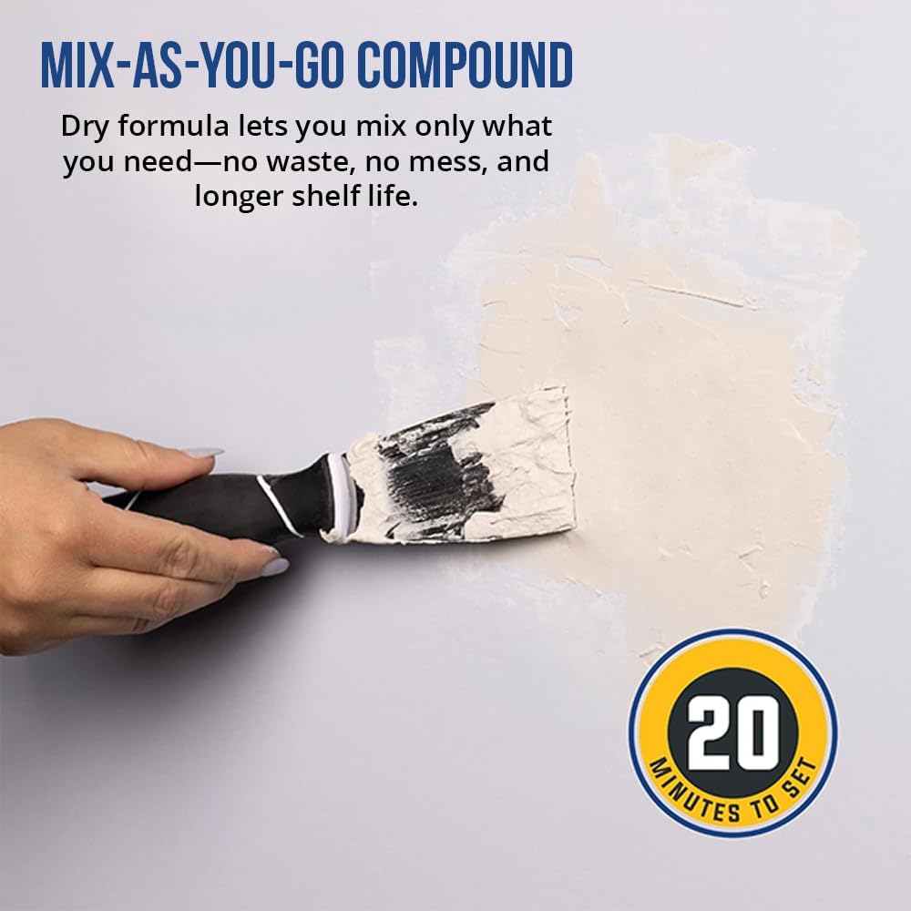 Drywall Repair Kit by SD Home, Fix Large Holes Fast, Wall Plate, 2 Patch Dry Compound Bags, Sanding Block & Trowel, Perfect Drywall Hole Patch Solution, Quick & Easy Filler, Wall Putty, Spackle Paste