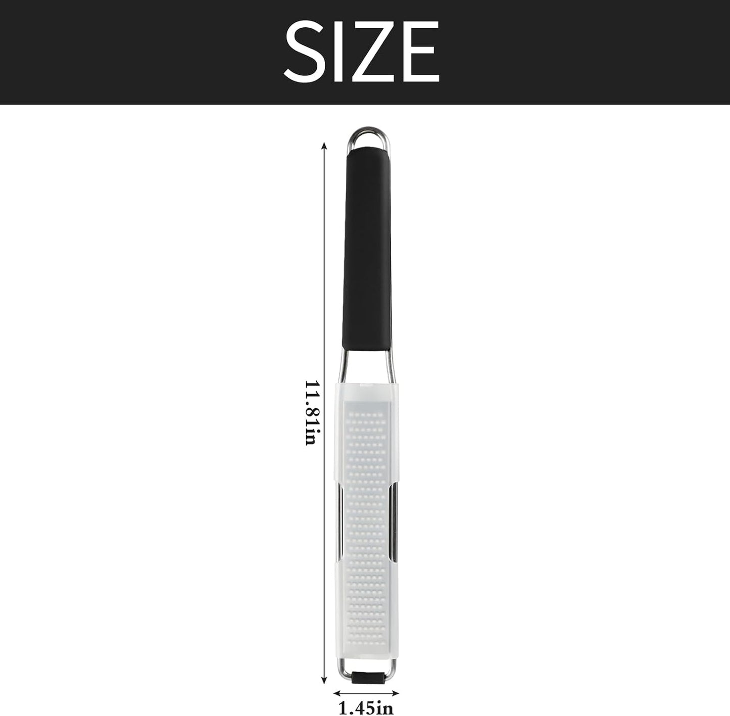 Cambom Lemon Zester Grater Three-piece Suit - Heavy Duty Kitchen Tool for Parmesan Cheese, Ginger, Garlic, Nutmeg, Chocolate, Vegetables，Fruits，Stainless Steel Grater Dishwasher Safe Black | 304 Stainless Steel, Sharp Tool for Parmesan Cheese, Ginger,