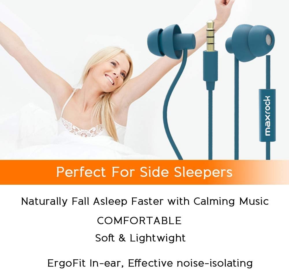 MAXROC Sleep Earplugs - Noise Isolating Ear Plugs Sleep Earbuds Headphones with Unique Total Soft Silicone Perfect for Insomnia, Side Sleeper, Snoring, Air Travel, Meditation & Relaxation(Black)