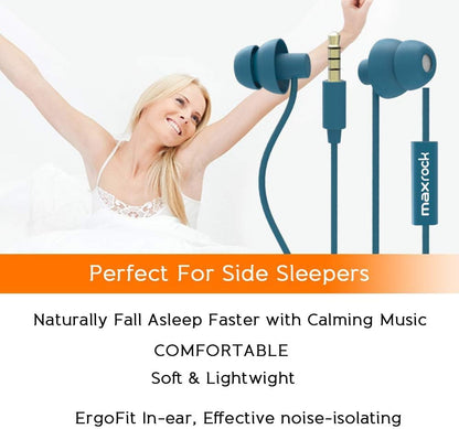 MAXROC Sleep Earplugs - Noise Isolating Ear Plugs Sleep Earbuds Headphones with Unique Total Soft Silicone Perfect for Insomnia, Side Sleeper, Snoring, Air Travel, Meditation & Relaxation(Black)