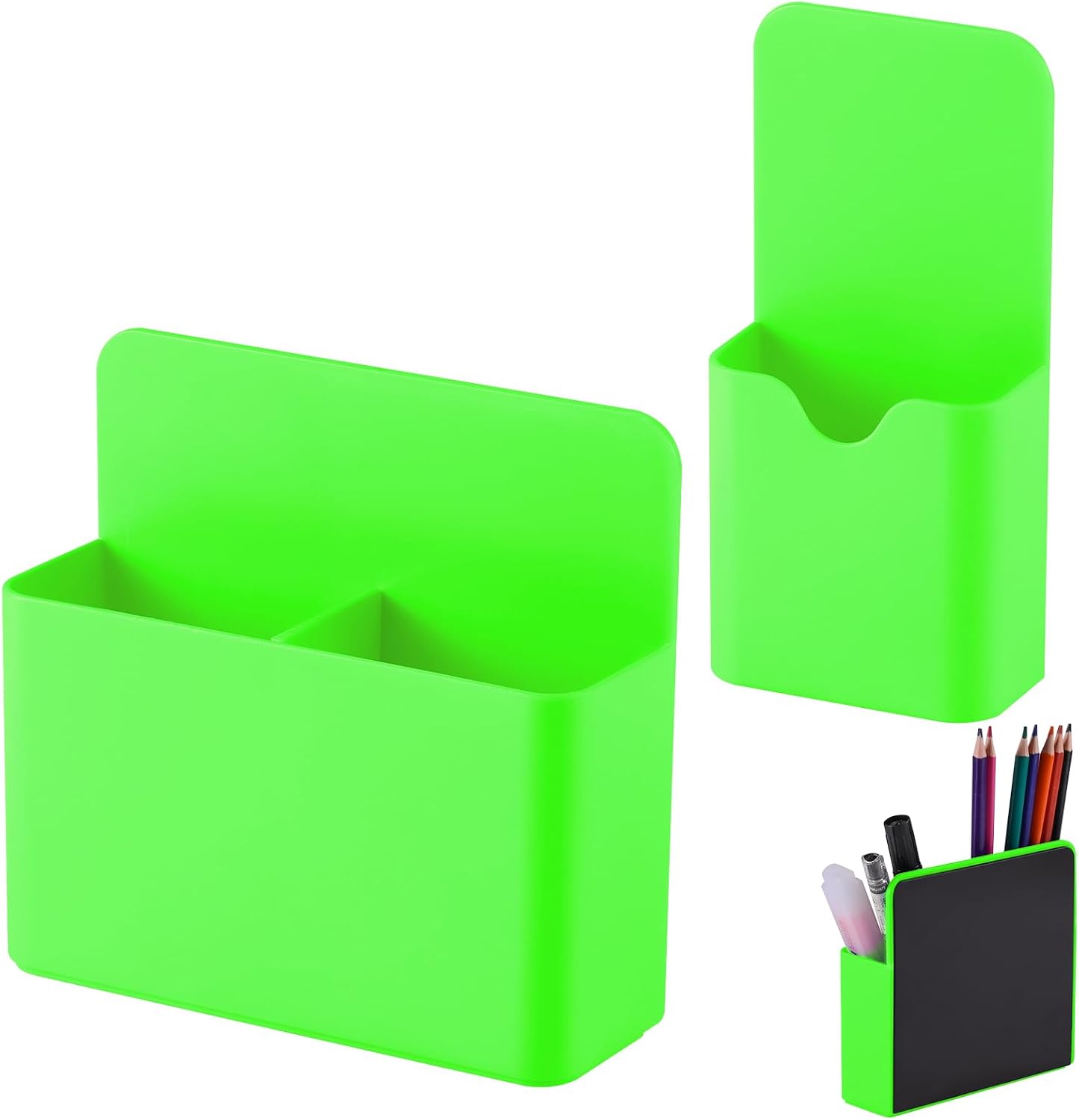 KITANIS Magnetic Pen Holder,2 Pack Magnetic Dry Erase Marker Holder with Generous Compartments,Strong Magnet Storage Marker Pen Pencil Organizer for Refrigerator,Whiteboard,Locker Accessories