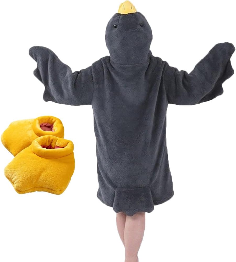 Oversized Wearable Goose Blanket Hoodie Onesie with Shoes Adult & Kid