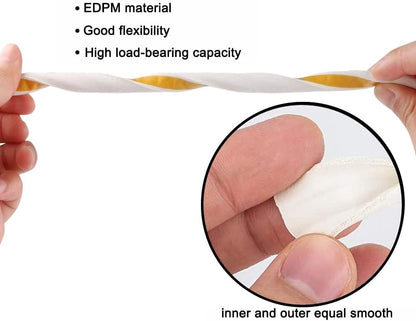 Weather Stripping Seal Strip Tape, Doors Windows Frame Self Adhesive D Type Foam Sealing Tape, 32.8Ft Rubber Soundproof Insulation Cell Foam Stripping, White