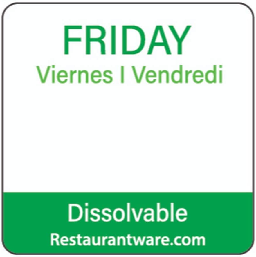 Restaurantware RW Smart 1 Inch x 1 Inch Food Rotation Labels 500 Dissolvable Food Safety Labels - Premium Trilingual Orange Paper Day Of The Week Labels For Food Storage Or Prep Saturday
