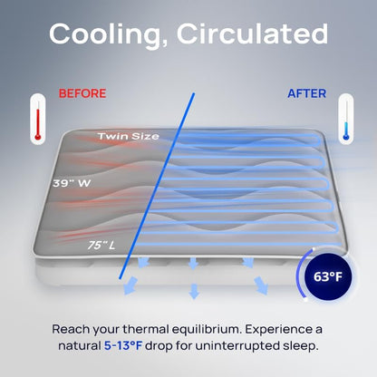Omni Sleep Water Cooling Mattress Pad for Hot Sleepers, Bed Cooling System with Cooling Fabric Zero-EMF Cooling Bed Pad Remote Control Quiet Sleep Mode Relief for Night Sweats Hot Flashes(Dark Gray)
