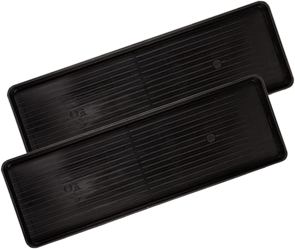 Gardeners Supply Company Large Boot Tray 2 Pack | Multi-Purpose All Weather Waterproof Indoor and Outdoor Shoes Mat Made with 100% Recycled Plastic | 46.5" L x 15.5" W and 2" Deep - Black