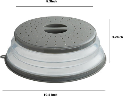Microwave Splatter Cover Vented for Food, Splatter Guard & Colander Kitchen Gadget for Fruit Vegetables Microwave Plate Cover with Hook Hole,Dishwasher-Safe,BPA-Free Silicone & Plastic (2 Pack)