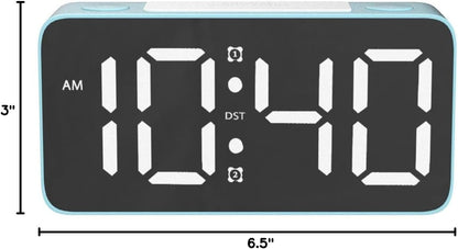 Cadmos 110dB Extra Loud Alarm Clock for Heavy Sleepers Adults, Digital Clock with 7 Color Night Light, RGB Display, Dual USB Charger, Small Clocks for Bedrooms, Kids, Teens (White+RGB)