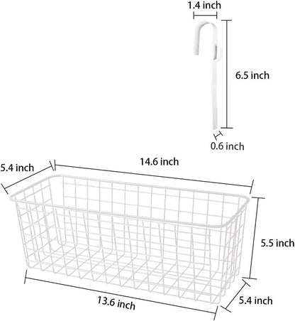2 Pack Metal Hanging Bedside Basket for Bunk Beds & Collage Dorms - Cabinet Wire Organizer for Storage, Multi-Use Large Organizing Caddy for Bedroom, Office (Black/Large)