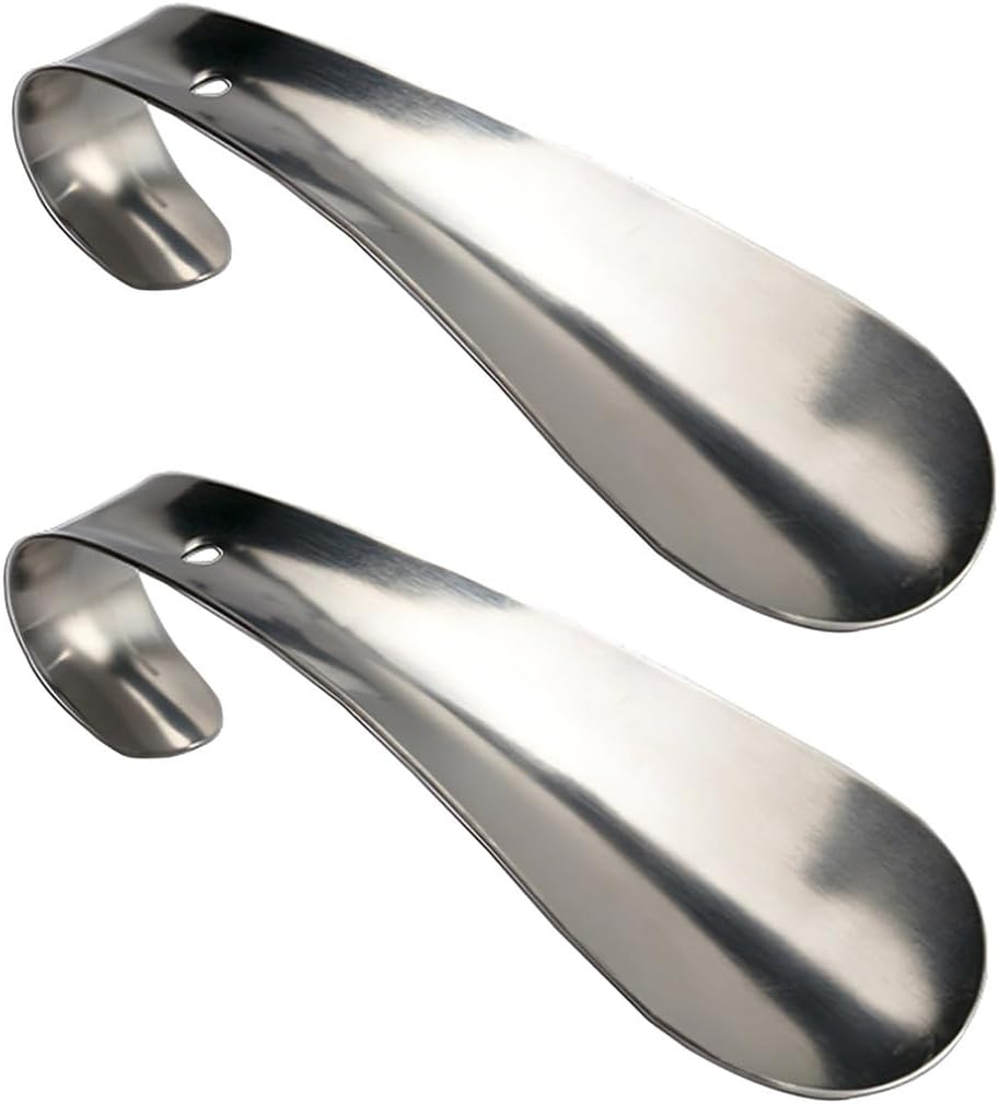 Shoe Horn Long Handle for Seniors Men Women, Metal Shoehorn Handled,Long-Handle Shoe Spoon,Boot Horns,Shoes Stick Helper,6 Inch Travel Small Size Stainless Steel Made Tool,Short Shoe Tongue, 2 Pack