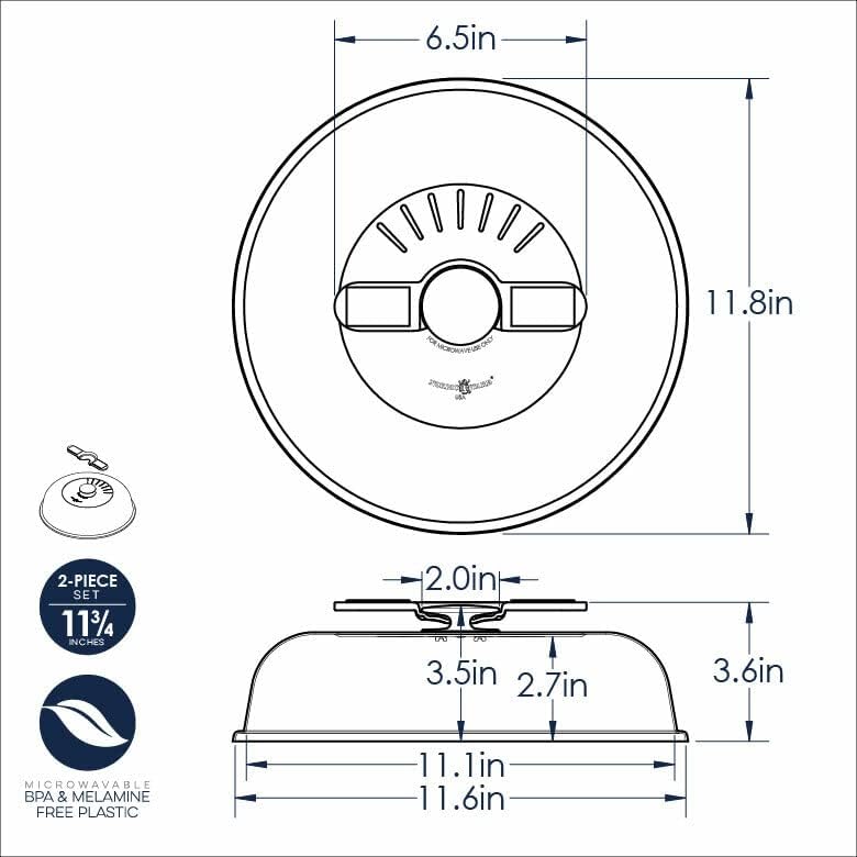 Nordic Ware Microwave Up & Away-Easy Stow - 11-inch Food Safe Lid, Plate Cover with Steam Vents, Anti-Splash Microwave Lid, Contains Moisture, Space-Saving Storage Bracket included