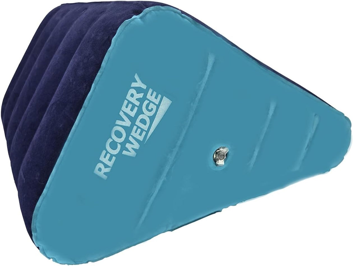 Leg Elevation Pillow by Recovery Wedge, Inflatable Wedge Pillow for Sleeping and Post-Surgical, Improve Circulation and Reduce Swelling, Speed Injury Recovery. (Large triangle)